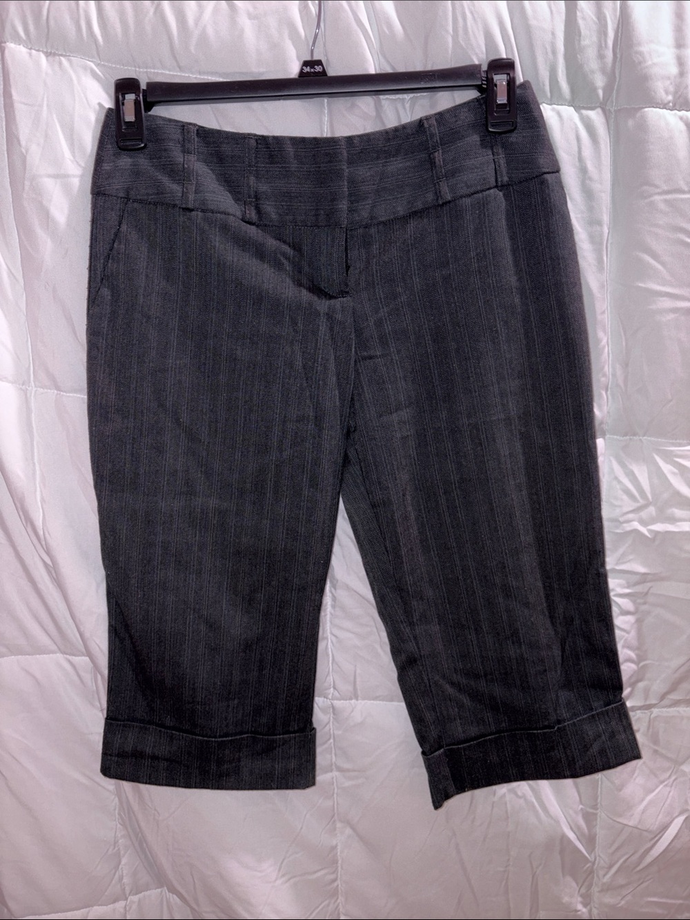 No Boundaries Dark Gray Pinstripe Capris